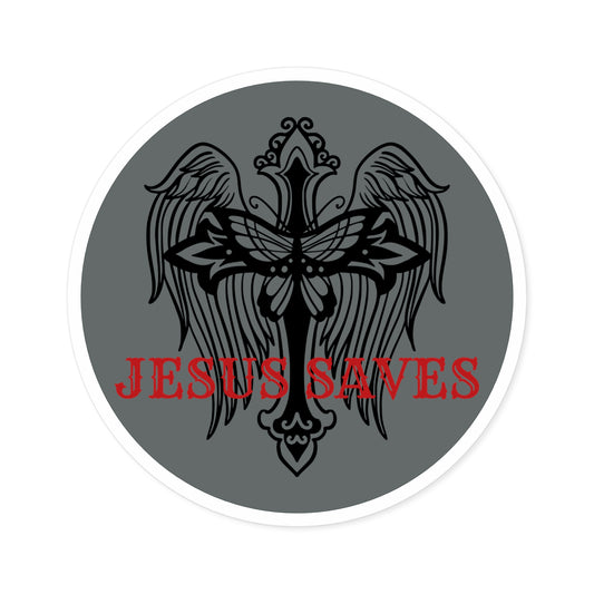 Christian Cross Graphic Sticker, Jesus Saves Car Decal