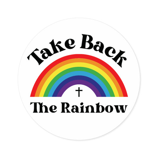 Christian Take Back the Rainbow Sticker, Round Faith-Based Decal for Car & Laptop, Inspirational Religious Gift